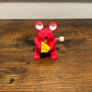 Vtg Rare Wind-up Red Flipping Mouse Cheese Tomy Brand Works Flipper Toy Flips